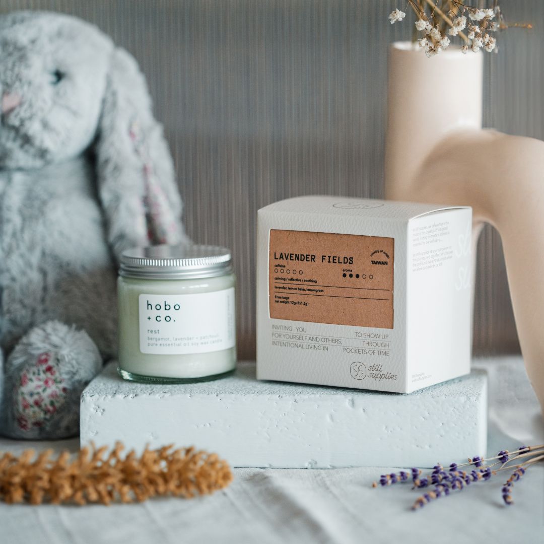 Gift Bundle- Lavender Fields Mindful Tea X Essential Oil Rest Candle