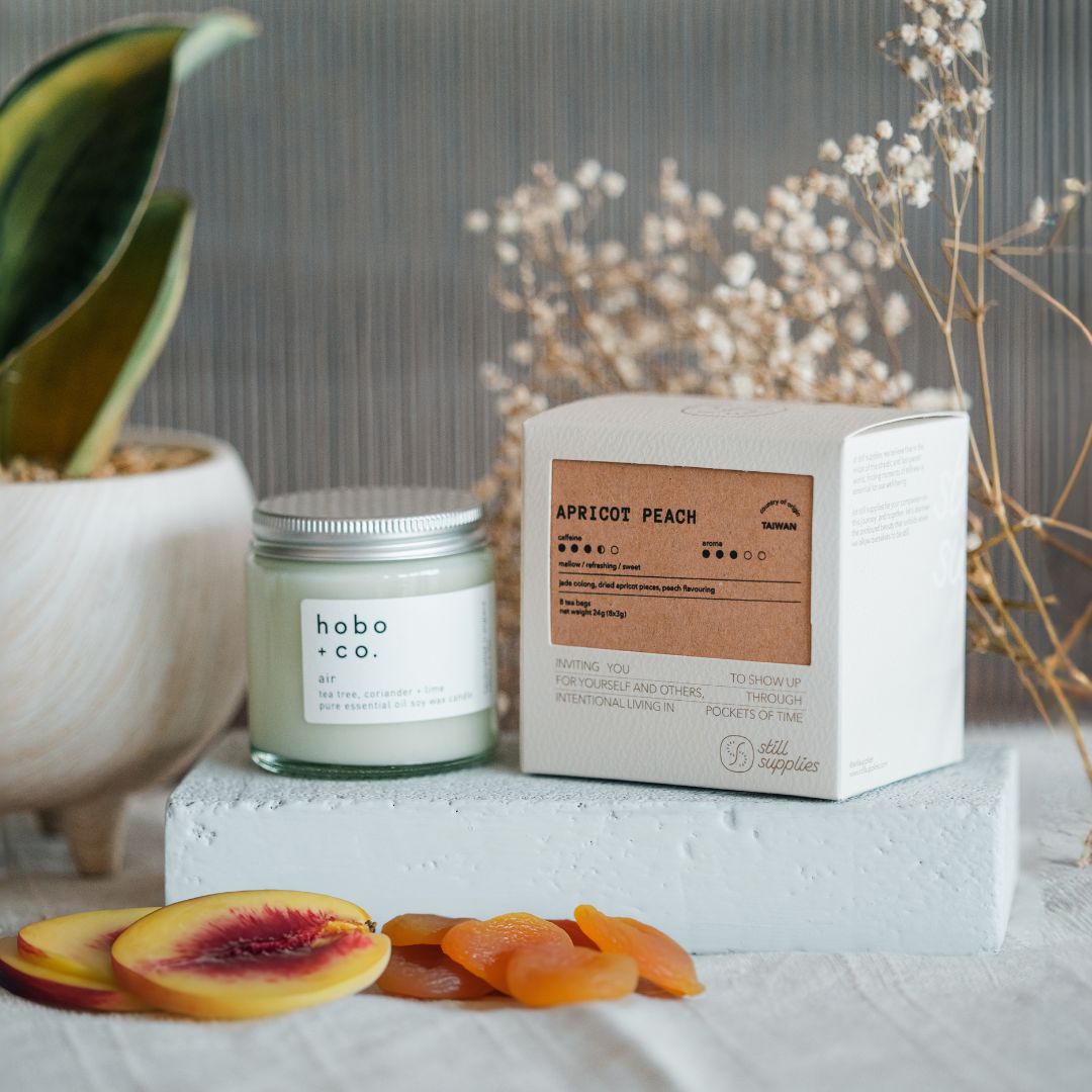 Gift Bundle- Apricot Peach Mindful Tea X Essential Oil Air Candle